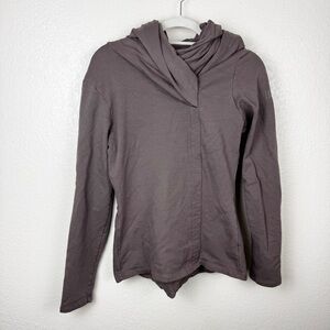 Fig Chalet Purple Brown Asymmetrical Hoodie Sweater Organic Cotton Size Small